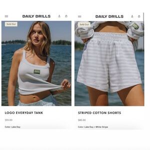 Daily Drills Lake Day Logo Everyday Tank and Striped Cotton Shorts